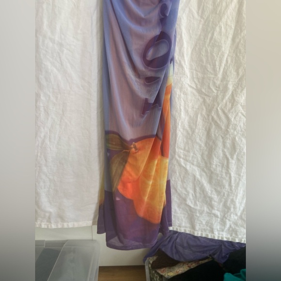 Silence + Noise Purple and Orange Halter Midi Dress Size XS NEW - Picture 3 of 16